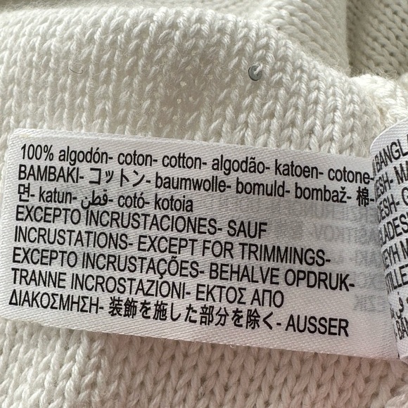 ZARA White Cotton Sequin Knit Sweater Minimalist Chic Low Back Size Medium - Picture 13 of 16